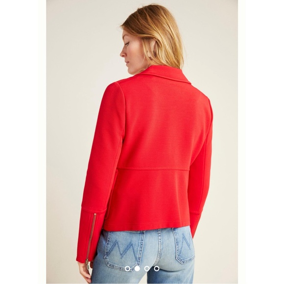 Anthropologie Sylvia Knit Moto Blazer Red NWT Size XL - Picture 3 of 14